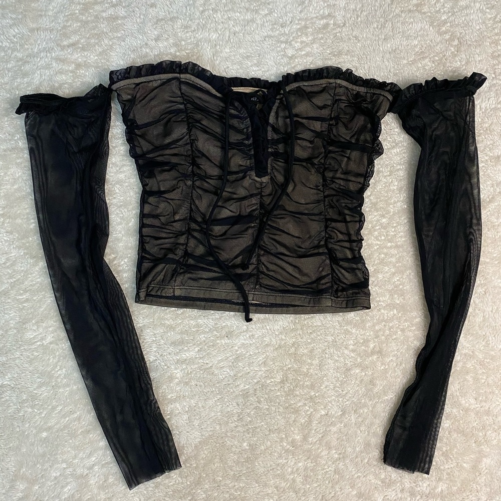 Forever21 Black Sheer Crop Top